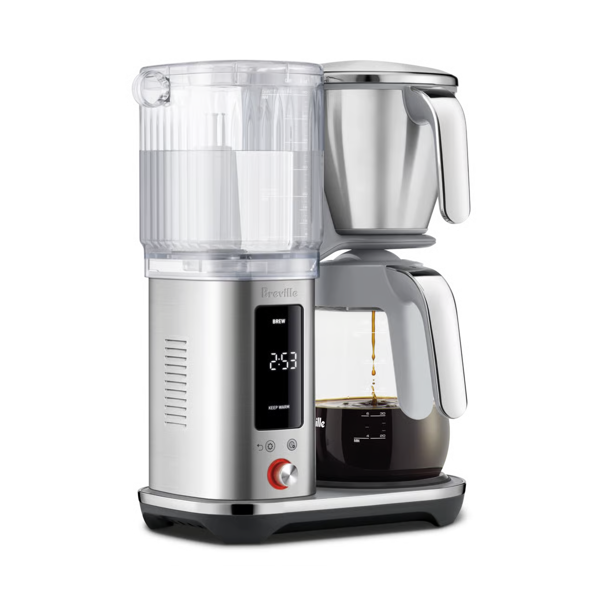Breville - The Luxe Brewer - Brushed Stainless Steel - Glass