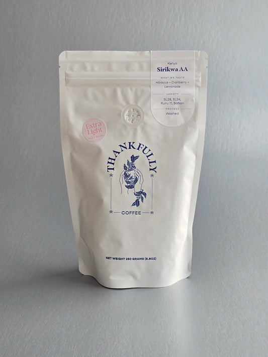 Thankfully- EXTRA LIGHT- Sirikwa AA - SL28, SL34, Ruiru 11, Batian- Washed- Kenya 250g
