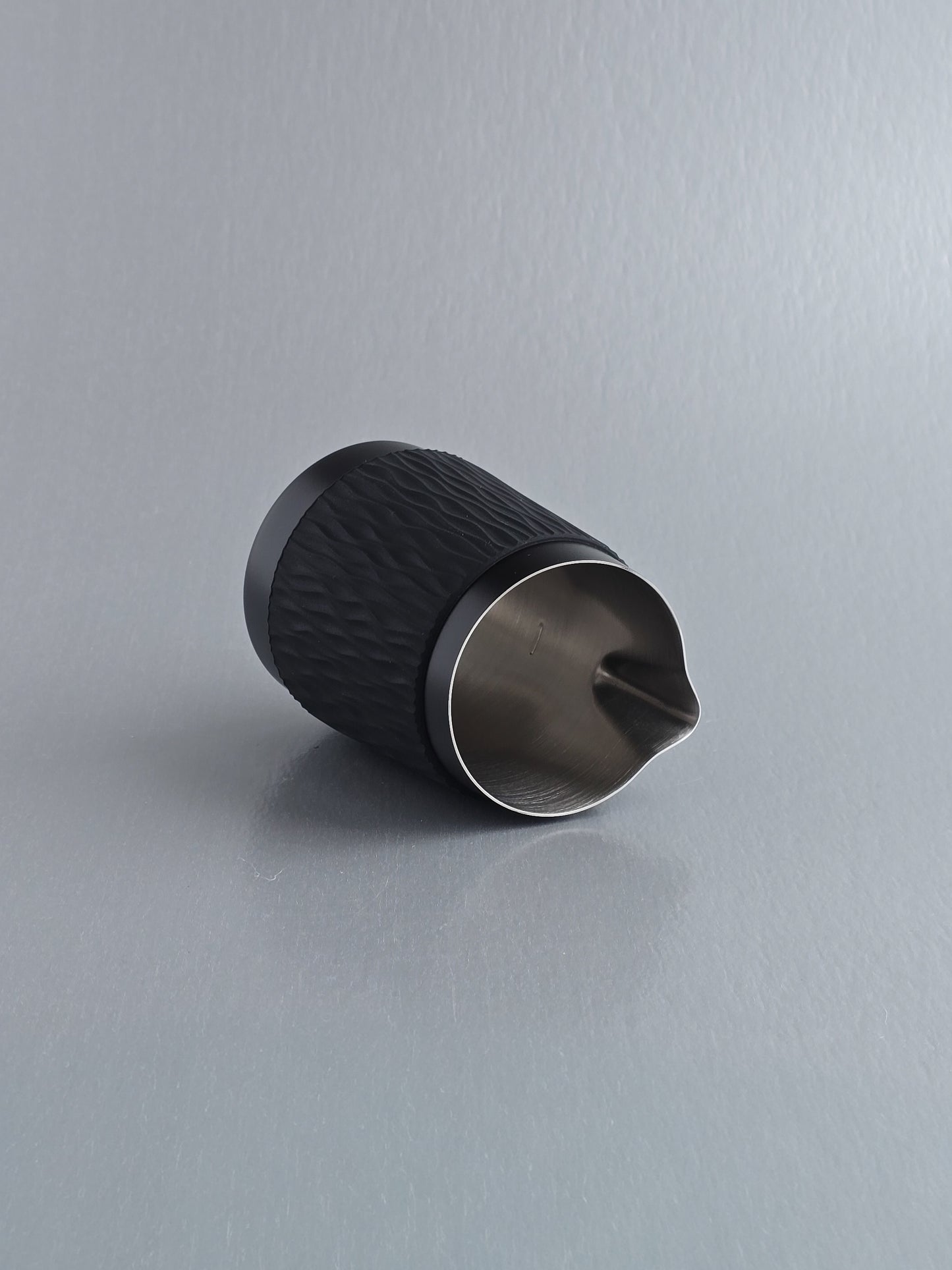 15OZ SLOW POUR SUPPLY® X WPM Monochrome Handleless Latte Art Pitcher with Soft Touch Silicone Wrap -Midnight Black