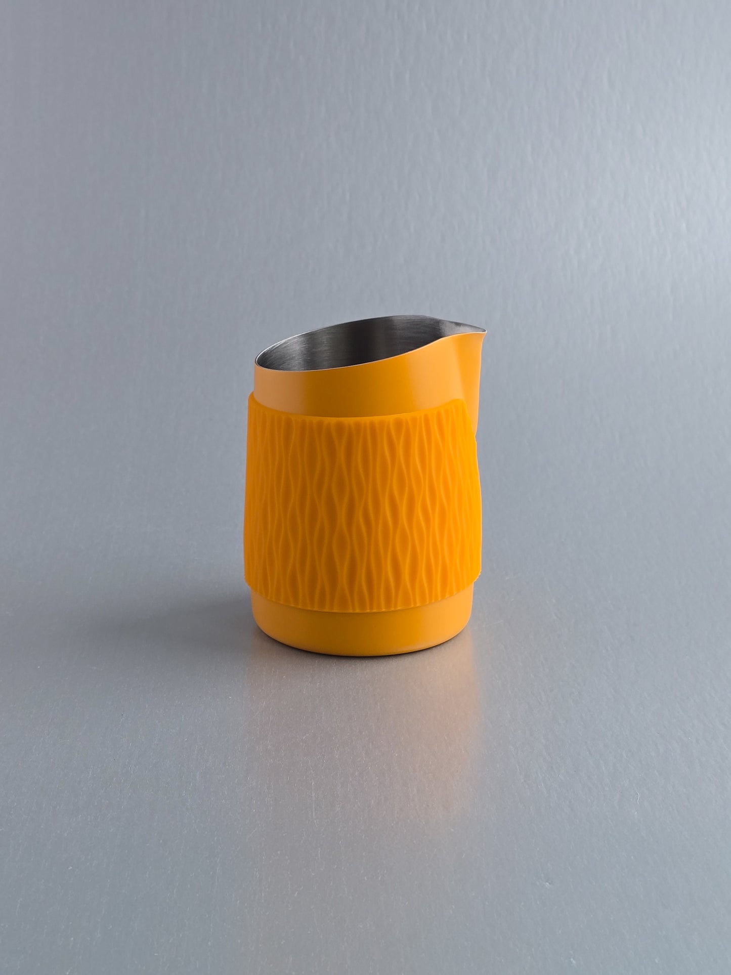 Marigold- 15OZ SLOW POUR SUPPLY® X WPM Monochrome Handleless Latte Art Pitcher with Soft Touch Silicone Wrap