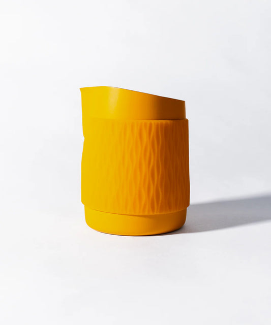 Marigold- 15OZ SLOW POUR SUPPLY® X WPM Monochrome Handleless Latte Art Pitcher with Soft Touch Silicone Wrap